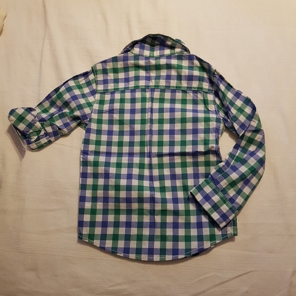 Carter's boys size 4T checkered blue, green & white button down, New - Picture 2 of 4